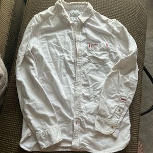 EUC true religion button up shirt white size small